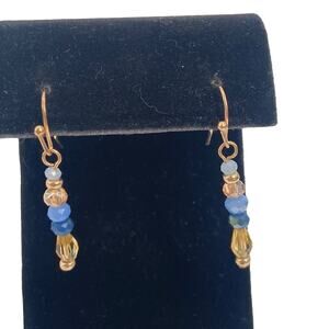 Mermaidcore Gold and blue beaded earrings